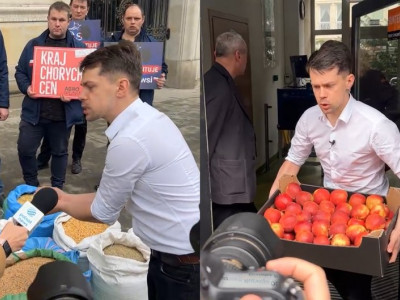 Worki ze zbożem przed Ministerstwem Rolnictwa. AgroUnia zapowiada protesty
