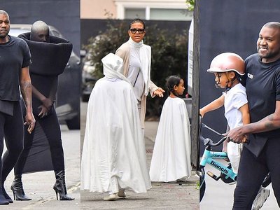 Kanye West w legginsach razem z zamaskowaną żoną i całą na biało Chicago West kroczą na nabożeństwo (ZDJĘCIA)