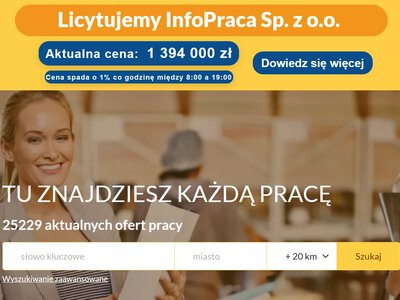 Niegdyś czołowy serwis rekrutacyjny na sprzedaż. Cena spada o 1 proc. co godzinę