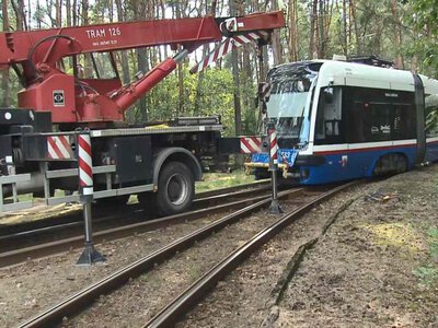 Wykolejenie tramwaju na pętli Las Gdański w Bydgoszczy