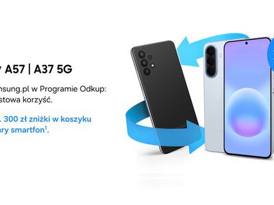 Zyskaj 300 zł dodatkowego zwrotu w Programie Odkup, odsprzedając stary telefon przy zakupie Galaxy A57 5G albo A37 5G