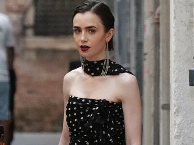 Lily Collins podbija Mykonos w modnej sukience. Print jest hitem lata