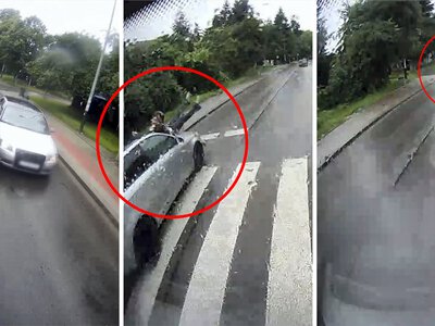 Nawet nie hamował. Młoda kobieta w poważnym stanie. Policja pokazała nagranie
