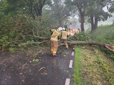 Połamane drzewa, porwane namioty, ewakuacje. Pogodowy armagedon na Mazurach