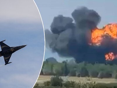 F-16 rozbił się niedaleko bazy lotniczej. Pilot zdołał się katapultować