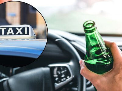 Taksówkarz pił alkohol za kierownicą. Szybka reakcja świadka