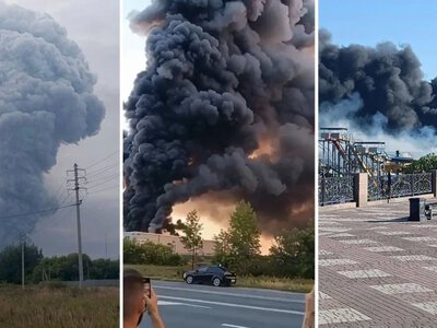 Rosja zaatakowana dronami. Płonie gigantyczny magazyn, są ranni