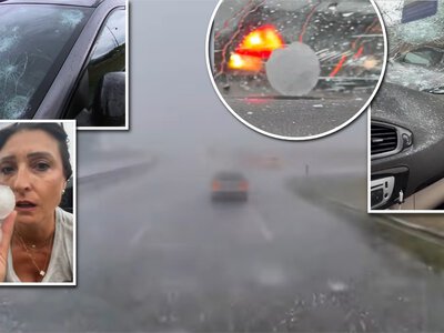 Potężne gradobicie sparaliżowało ruch na autostradzie. Lodowe pociski dziurawiły szyby samochodów