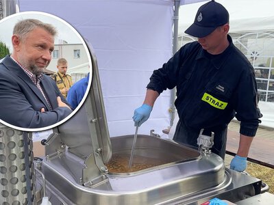 Minister Marcin Kierwiński odwiedził Barczewo. Odmówił strażakom