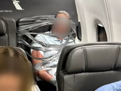 Lasotaśma dobra w każdej sytuacji. Agresywny pasażer został przyklejony do fotela