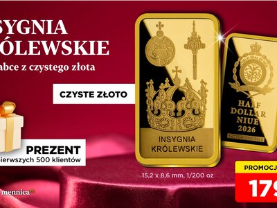 Polskie insygnia królewskie na sztabce z czystego złota tylko za 179 zł
