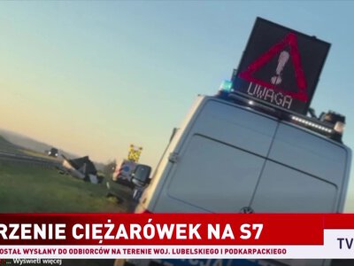 Wypadek na trasie S7 w kierunku Warszawy