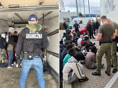 Migranci przewożeni w chłodni. Kuriozalna sytuacja na A2