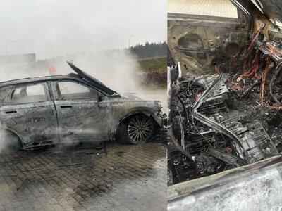 Auto zapłonęło podczas kontroli drogowej. Policja pomogła rodzinie z dzieckiem