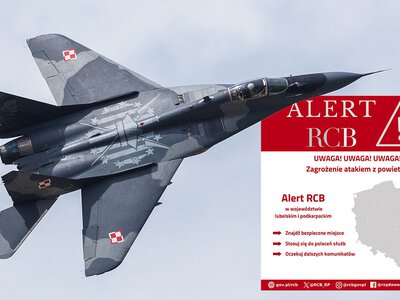 Rosyjski atak na Ukrainę. Alert RCB na wschodzie Polski