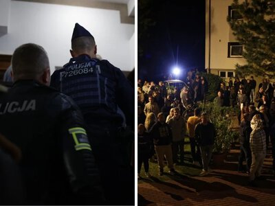 Awantura przed kościołem, biskup w eskorcie policji. Agresywny tłum
