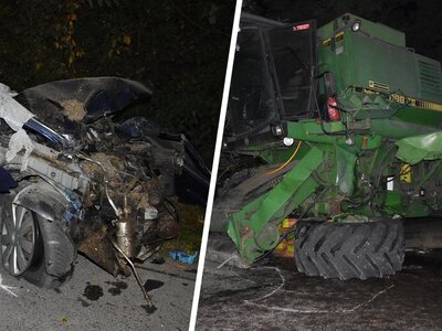 Kierowca Renault wbił się w kombajn. Potem uderzyło kolejne auto. Tragedia pod Chełmem