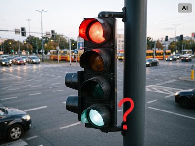 Nie czerwone, żółte ani zielone. Co oznacza czwarte światło na sygnalizatorze?
