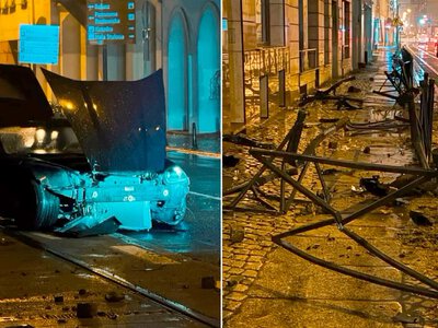Demolka na ulicy we Wrocławiu. Roztrzaskał sportowe auto i uciekł na piechotę